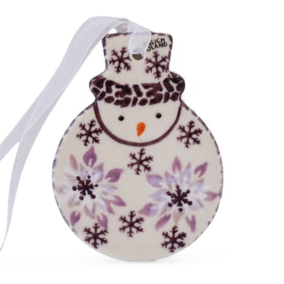 Polish Pottery Unikat Snowman Ornament Set - Picture 4 of 5